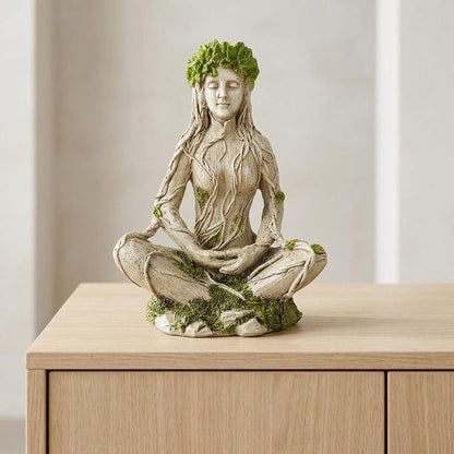 Mother Earth & Forest God Tree Root Meditating Statue, Resin Garden Decor Figurines (2 Styles)