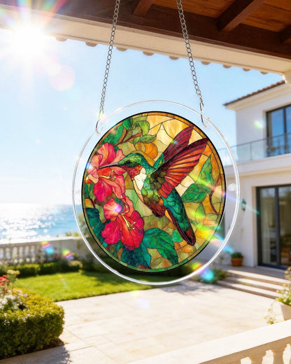 Acrylic Jigsaw Puzzle Suncatcher - Emerald Flame Hummingbird